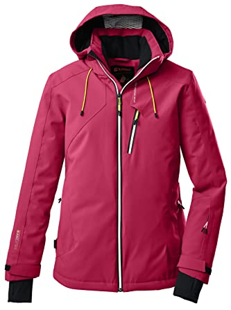 killtec Damen Skijacke/Funktionsjacke mit abzippbarer Kapuze und Schneefang KSW 10 WMN SKI JCKT, schwarz blau, 36, 38608-000