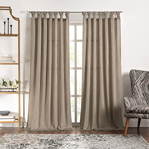 Peri Tulip Tab Top Curtain Panel, 52 x 63 in, Taupe, Machine Washable