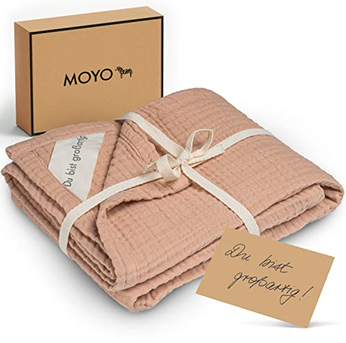 MOYO Musselin Babydecke Zartes Rosenholz I 75x100cm I Atmungsaktive Kuscheldecke aus Baumwoll-Musselin I Weiche Baby-Bettdecke für Junge & Mädchen I Baumwolldecke Geburt