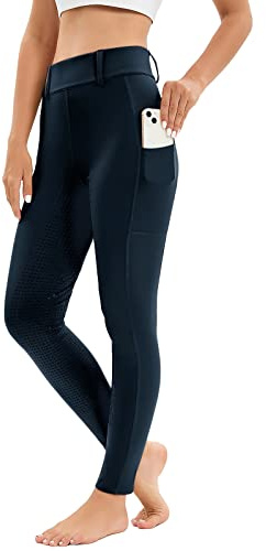 Women Horse Riding Leggings Full Seat Silicone Ladies Riding Tights Equestrian Breeches with Phone Pockets