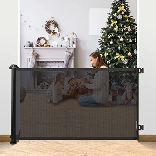 Eyeleaf Barriere de securite Enfant,Utilisation d'une Seule Main, barrière de sécurité pour bébés pour escaliers, Portes, Cuisine, couloirs, barrières d'escalier pour bébés/Chiens, (Noir, 180cm*86cm)