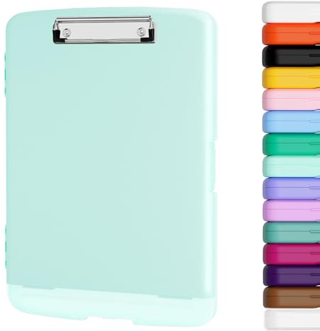 Piasoenc Klemmbrett mit Lagerung, Lagerung Klemmbretter mit Stifthalter und A4 Legal Papier Ordner, Heavy Duty Kunststoff, Folio & Side-Opening, Low Profile Clip, für Lehrer, Juristen,Blau | Robuste Kunststoff-Organisationsbox für A4-Ordner, Folio und seitlich öffnende Krankenschwestern, Lehrer, Studenten