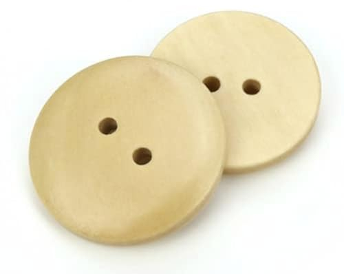 12 edle Holzknöpfe 25mm rund natur 2-Loch Knopf Knöpfe Holzknopf zum annähen basteln nähen scrapbooking Jackenknöpfe Bastelknöpfe Zweiochknöpfe hell