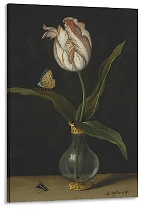 MHART Balthasar Van Der Ast Art Print Poster Floral Botanical Still Life Poster Canvas Wall Art Prints Poster Gifts Photo Picture Painting Posters Room Decor Home Decorative 20x30inch(50x75cm)