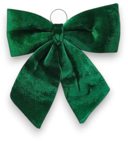 Fiocco di Natale in velluto Verde Scuro imbottito decorazione Puntale Albero di Natale fuori porta Coccarda Ghirlanda addobbo natalizio (44 cm)