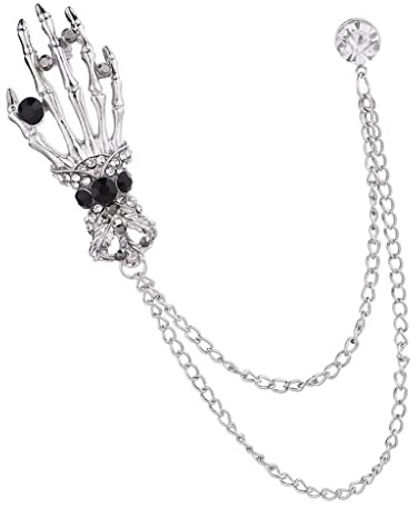 Perfeclan Totenkopf Brosche Anstecknadel Metall Strass Kragennadel Anzug Dekor