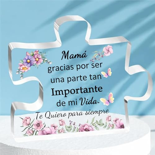 FCZIVA Mamá Placa Rompecabezas De Acrílico Regalos Día De La Madre Cumpleaños Mujer Cartel Escritorio Navidad Personalizado Acción De Gracias Decoración del Hogar Lindo Diseño De Flores
