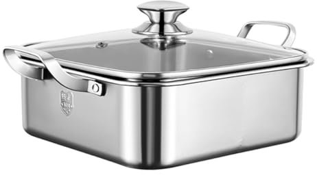 VINTORKY Pentola Hot Pot in Acciaio Inossidabile Piccola Con Doppia Divisione Per Induzione Cucina Facile e Veloce Per Uso Domestico e Commerciale Con Coperchio