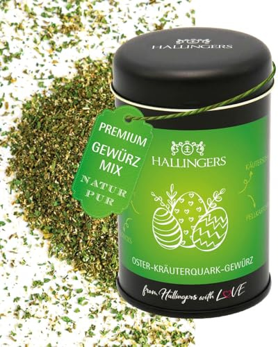 Hallingers Genuss Manufaktur Gewürzmischung Oster-Geschenk - Koch-Gewürze in edler Geschenk-Dose Oster Kräuterqu... für Quark, Sauce & Kräuterbutter, Ostern Körbchen für Frauen Männer