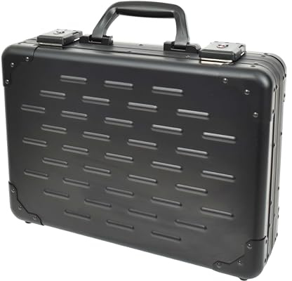 House of Luggage Aluminium Carbon Attache Case Twin TSA Combination Lock Briefcase HLG349 Black