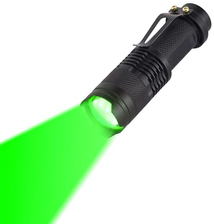 LIAISIMI Linterna LED Luz de trabajo multifunción Mini lámpara portátil Linterna retráctil de 3 modos Ideal para camping, senderismo, visión nocturna, pesca nocturna (1, green)