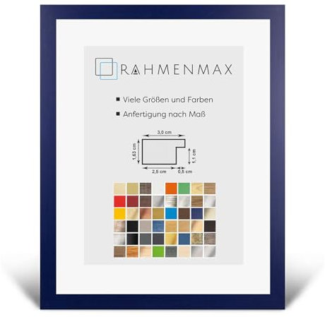 RahmenMax Morena Bilderrahmen Posterrahmen 20x60 cm Dunkelblau Gewischt 60x20 cm mit weisser Rückwand und klarem Acrylglas