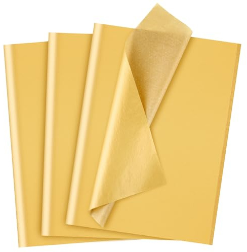 NEBURORA Metalliskt guld silkespapper - 120 ark, 35 x 50 cm, bulk guldpapper för presentpåsar, förpackning, blommigt fyllmedel, hantverk, jul, födelsedag, bröllopsdekor