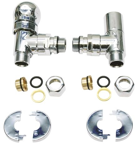 SOMATHERM FOR YOU, Kit thermostatisable 1/2 chromé pour sèche-serviette, avec vanne équerre, volant manuel et raccord cuivre 14 mm, installation facile et esthétique soignée | Équipez facilement votre radiateur grâce à ce kit complet avec robinet thermostatique, esthétique et ergonomique.