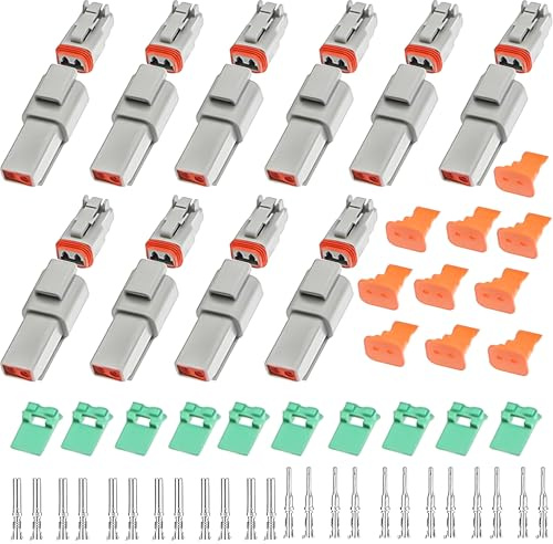 Asofty Set di 10 connettori DT, spina tedesca a 2 poli, DT06-2S/DT04-2P, connettore elettrico impermeabile per auto, camion e moto