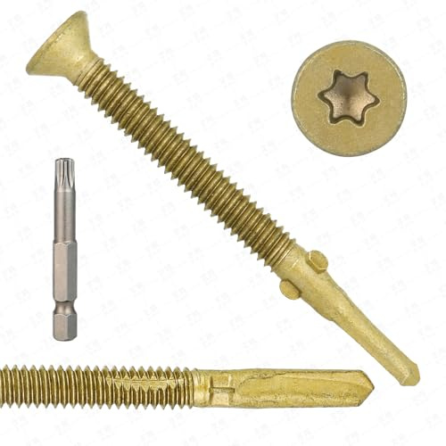 50Pcs #14 x 2-3/4 Trailer Deck Screws - T30 Torx Self-Tapping Wood to Metal Screws with Reamer Tip | Heavy-Duty Fasteners for Truck Beds, Trailers & Metal Framing