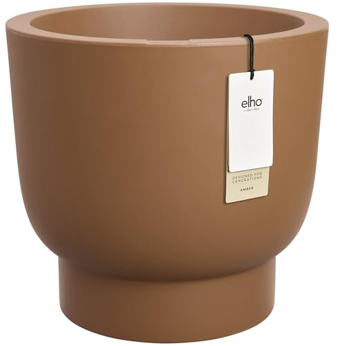 Elho Amber Grail 30cm Pot de Fleurs - Caramel | Ø 29.5 x H 28.3 cm | Convient pour l’intérieur et l’extérieur | Plastique 100 % recyclé