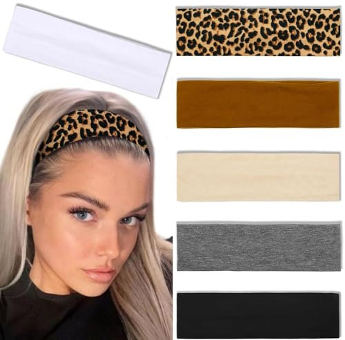 BelleVive 6-teiliges Stirnband für Damen, rutschfest, trendig, elastische Haarbänder für Damenhaar, Workout, Schweiß-Stirnbänder, weiches, dickes Stirnband aus Baumwollstoff für Yoga
