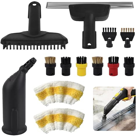 13 Stück für Kärcher Dampfreiniger Zubehör, Handdüse Ersatzteile 2.884-280.0, Rundbürste, Fensterabzieher, Fugenbürsten, Zubehör für Kärcher Dampfreiniger für Kärcher SC1 SC2 SC3 SC4 SC5