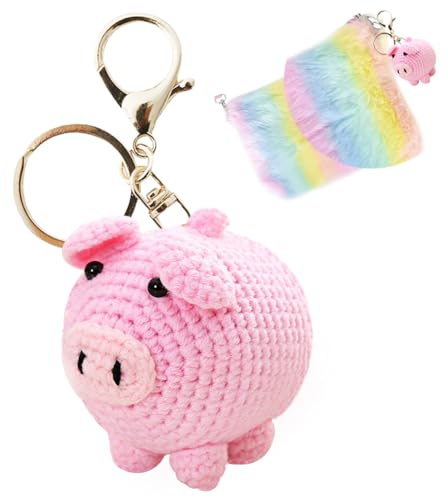 MEZHEN Portachiavi Ciondolo in Peluche Maiale Rosa per Borsa Da Donna e Auto