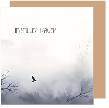 Edition Seidel Tarjeta de condolencia cuadrada premium con sobre, tarjeta de condolencia con texto en alemán In stiller Trauer Mitgefühl stille Anteilnahme Abschied herzliches Beileid (TQ118 SW025)