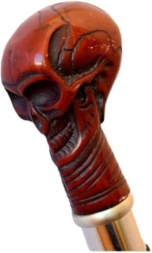 Gehstock Menschlicher Totenkopf Elegante Zeremonie Vintage für Uni Orthopädisch Stabil (Rot)