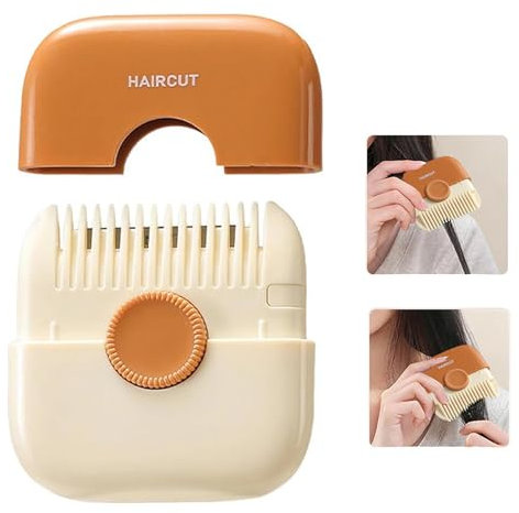 FEZTGVOFA 2-in-1 Hair Trimmer Comb, All-in-One Split End Removal & Hair Styling Tool, Portable Compact Split Ends Trimmer, for Hair Cutting and Styling (Orange)