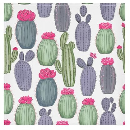 Kutsu Set di 6 tovaglioli di stoffa con cactus succulente, lavabili e riutilizzabili, in poliestere, per casa, vacanze, feste, matrimoni, decorazioni, 50 x 50 cm
