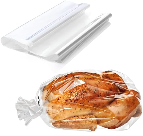 AIBULO 30-Pack Large Oven Roasting Bags 250mm x 380mm | BPA-Free 1.5L Heat-Resistant Cooking Bags for Chicken, Meat, Fish & Veg | Microwave Safe | Locks in Juices