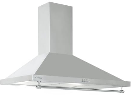 Klarstein Kitchen Cooker Hood, Chimney Cooker Hoods 90cm, Wall Mount Extractor Fan for Kitchens w/LED Lights, Hood Grease Filters, 591.5m³/h Airflow Hoods, Steel Extractor Fan