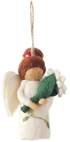 HERZWILD Weihnachtsengel Anhänger Filz Weihnachtsanhänger Schutzengel aus Filz Christbaumanhänger Weihnachtsbaum Anhänger Christbaumschmuck Filzanhänger (weiß grün Engel)