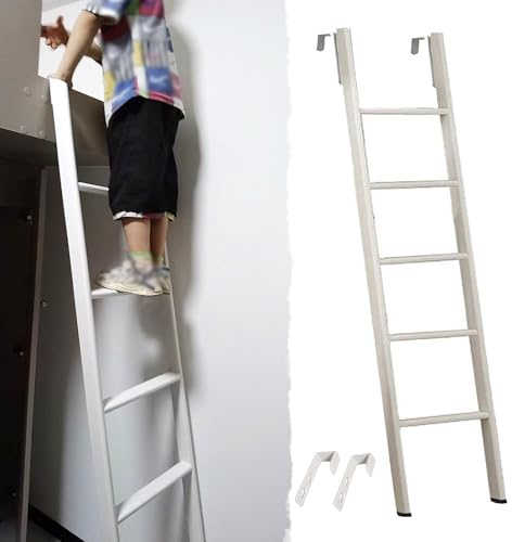 Hochbett Leiter Kurze Metallleiter für Etagenbetten für Kinder, 116/130/140/150/160/170/180/185 cm Wohnmobil-Etagenleiter mit Haken, Heimschule, Wohnheim, Seitliche Treppe(155cm/61)