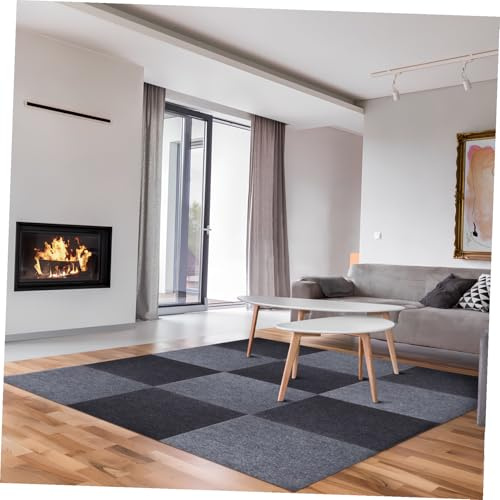 NOLITOY 30 Piezas Alfombrillas Antideslizantes Autoadhesivas Losetas de Moqueta Resistentes y Acolchadas para Sótano y Zona de Gateo Fácil Instalación y Diseño Moderno Gris y Oscuro