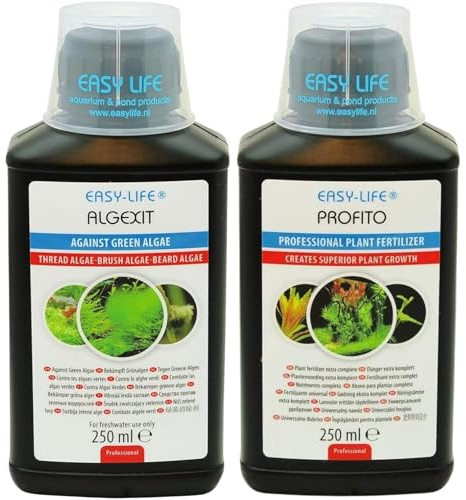 Easy Life AlgExit & ProFito 2er Mix-Set – 2×250 ml Flüssig-Algenmittel & Pflanzen-Booster für Aquarien, bekämpft Algen, unterstützt gesundes Pflanzenwachstum, Fisch- und garnelensicher