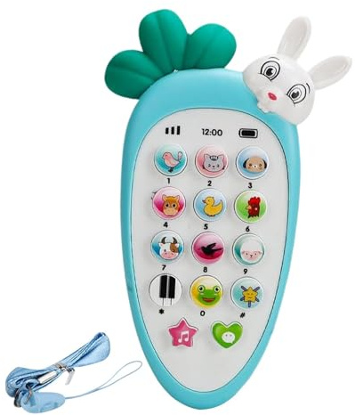 Baby-Spielzeug, Karotten-Telefon mit Licht und Musik, Spielzeug zum Lernen, sicherer Beißring, motorische Entwicklung, sensorische Stimulation, 6 Monate +, pädagogisches Geschenk, interaktives Spiel