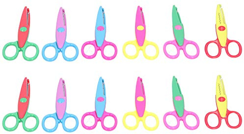 Acouto Fournitures Scolaires Ciseaux de Bord Ciseaux Artisanaux Ergonomiques à Deux Mains, avec 6 Modèles de Coupe Uniques, pour Cartes de Scrapbooking et Travaux Manuels en Papier 12 Pièces