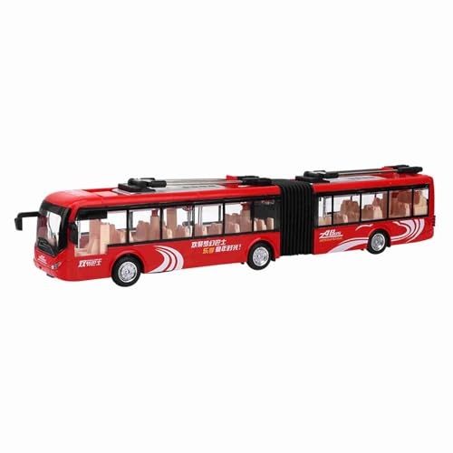 NBVGHPSRW Elektrisk leksaksbuss för barn, buss som drivs och går framåt med ljus, pedagogisk trafikmodell med roliga LED-lampor, realistisk design för barn från 6 (röd)
