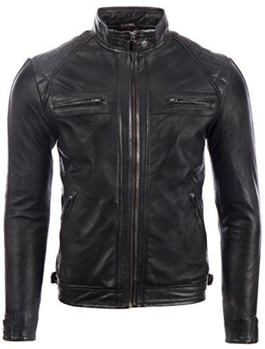 Aviatrix Men's Fashion Real Leather Jacket with Shoulder Design (44T9)