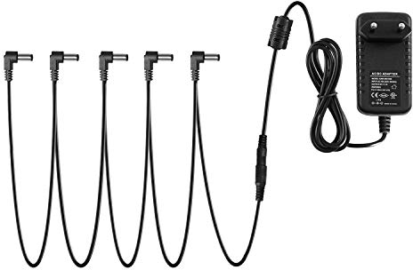 Donner Power Supply Adapter Netzteil Adapter für Gitarre Effektpedal 9V DC 1A mit 5 Daisy Chain kostenlosen Kabel (DPA-1)