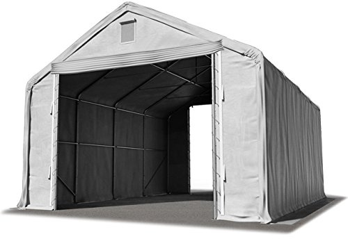 TOOLPORT Lagerzelt 6x8 m/Seitenhöhe 3m Zelthalle Industriezelt feuersichere PRIMEtex PVC Plane 2300 N grau
