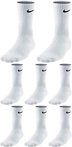 NIKE 8 Paar Herren Damen Socken Lang Weiß oder Schwarz oder Weiß Grau Schwarz Set Paket Bundle, Farbe:weiß, Größe:46-50