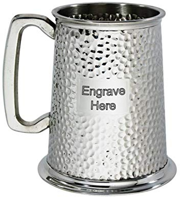 Wenworth Bierkrug aus Zinn, gehämmert, 1 Pint, graviert, gratis, Geschenk zum Trauzeugen, Vatertag, Geburtstag, Ruhestand