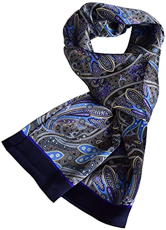 UK_Stone Klassisch 100% Seide Paisley Blumen Krone Diamant Doppelschicht Halstuch Herren Schal 12MM