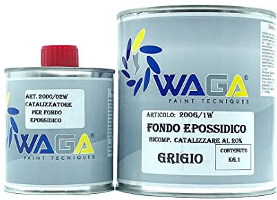 Primer Fondo Epossidico Grigio 1KG con Catalizzatore 200ML per Alluminio, Acciaio Inox, Leghe - Waga Paint Tecniques