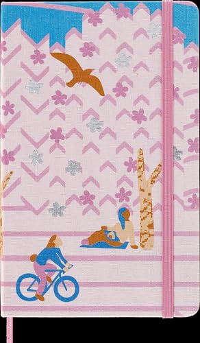 Moleskine Taccuino in Edizione Limitata, Taccuino Sakura, Layout a Righe e Copertina Rigida in Tessuto, Formato Large 13 x 21 cm, Motivo Bicicletta e Colore Rosa Scuro