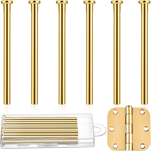 6 Pack Hinge Pins for Doors 3.5 Inches Door Hinge Pin Oil Rubbed Bronze Door Pins for Interior Door Security Replacement (Gold)