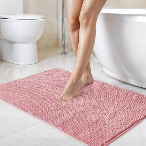 Emma Barclay Noodle Soft Touch Non-Slip Bathroom Rug in Pink - Bath Mat 45x75cm