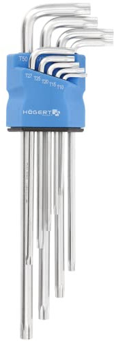 Högert Technik - Clé Tamper-Torx Extra Longue, Set de Tournevis Torx, Cle Torx, Ensemble Torx, Jeu de Clés Torx Résistant à la Déformation et à l'Usure - 9 Pièces