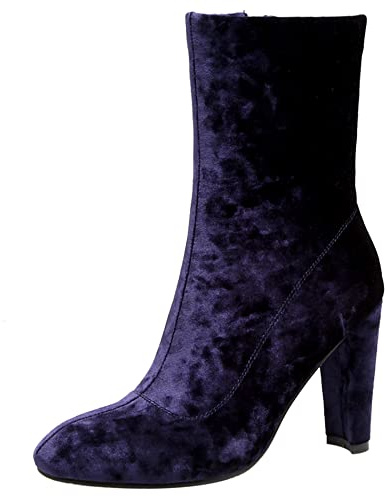 Lroey Reoly Bottines à Talon Bloc Femme, Bottes de Fête Talons Hauts Pointu Bottines Zip 302 Violet Taille 40 EU