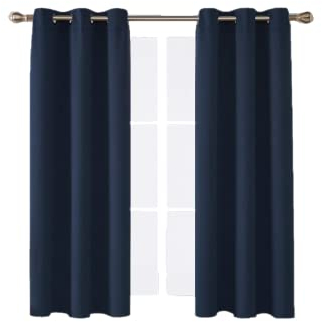 funky gadgets Blackout Curtains for Bedroom 72 Inch Drop Thermal Insulated Eyelet Curtains & Drapes Black Out Curtain for Kitchen, Living Room 2 Panels (90x72 Inch Navy Blue)